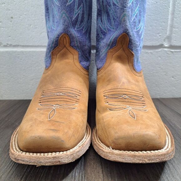 Hp Square Toe Western Boots. Women Brown & Blue Leather Cowboys Boot Size 8.5 D - Picture 6 of 10